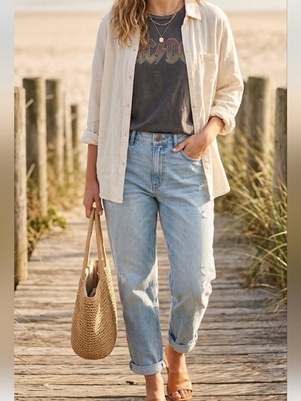 Universal Thread Distressed Boyfriend Jeans Light Blue Wash Relaxed Fit 27
